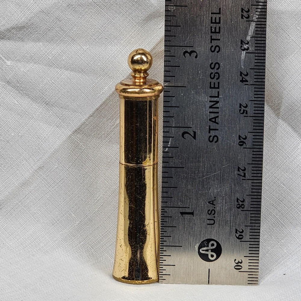 Vintage Hazel Bishop Lipstick Case Gold Tone Metal Come What May New York MCM - Picture 8 of 11